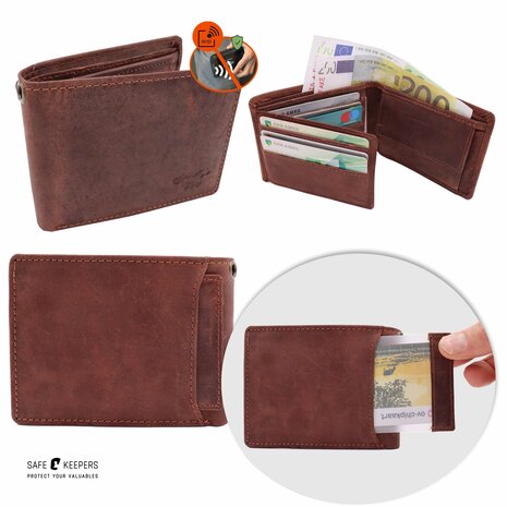 Portemonnee Heren - Compact - Portefeuille Ketting - Chain Wallet Hunter bruin